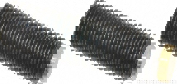 Set Screw: M8 x 1.25 x 25 mm, Soft Tip Point, Steel, Grade 5.8